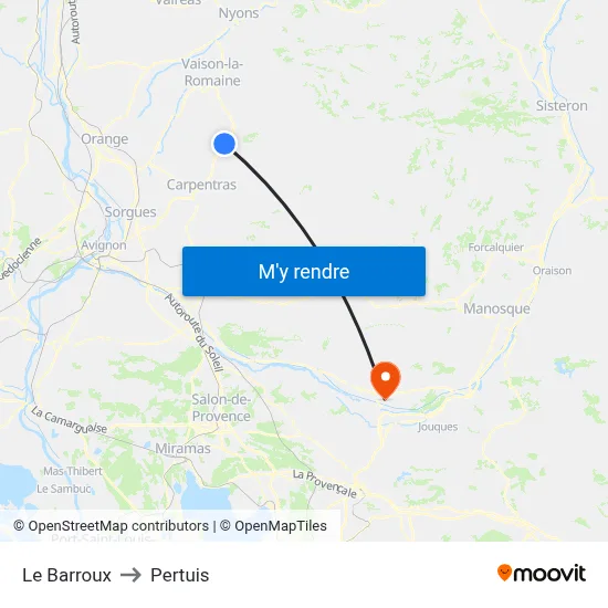 Le Barroux to Pertuis map