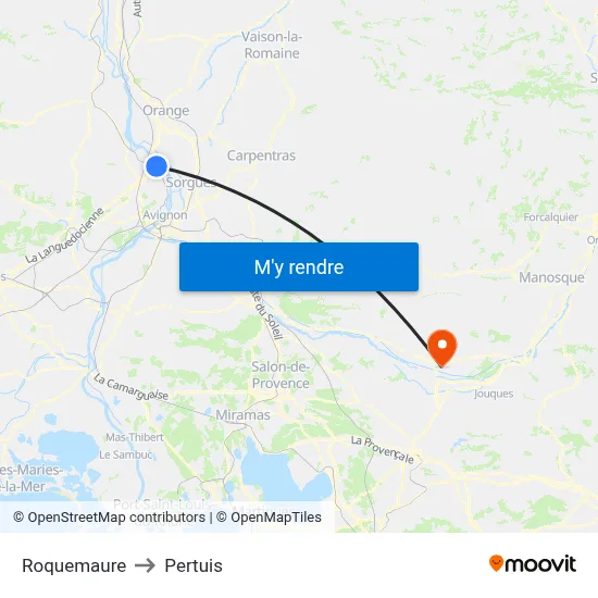 Roquemaure to Pertuis map