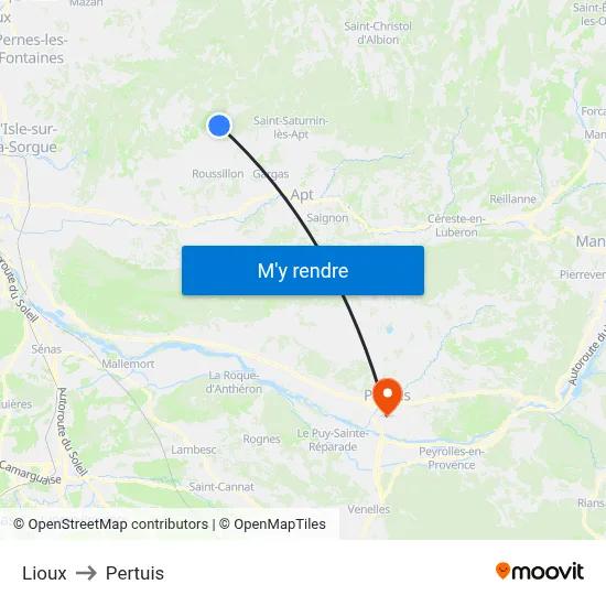 Lioux to Pertuis map