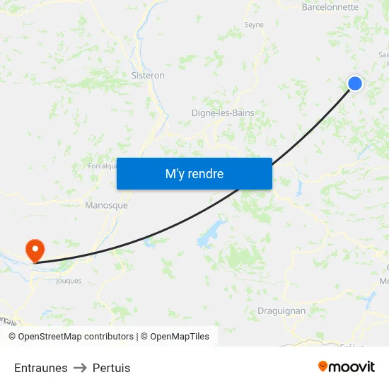 Entraunes to Pertuis map