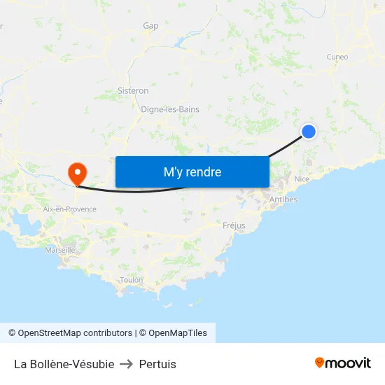 La Bollène-Vésubie to Pertuis map