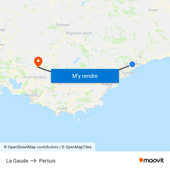 La Gaude to Pertuis map