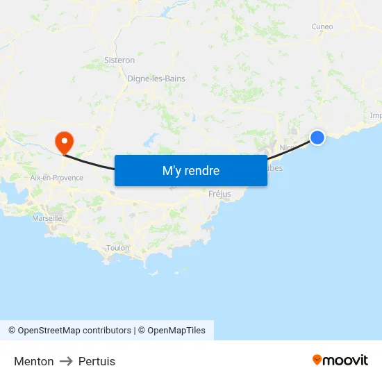 Menton to Pertuis map
