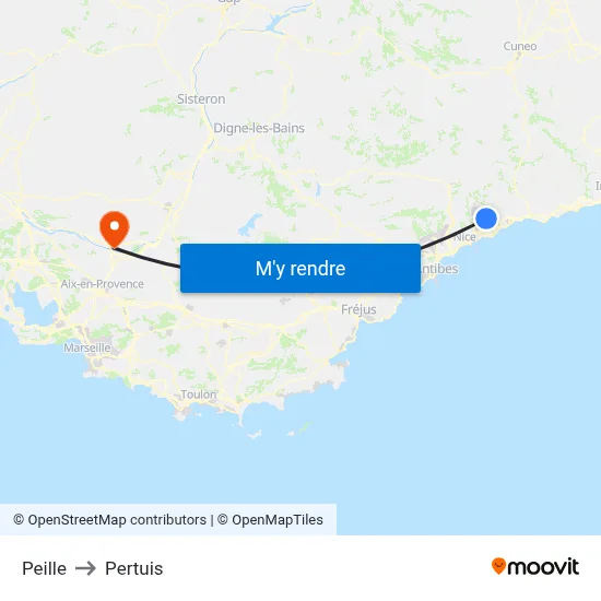 Peille to Pertuis map
