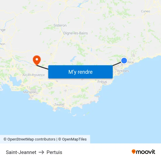 Saint-Jeannet to Pertuis map