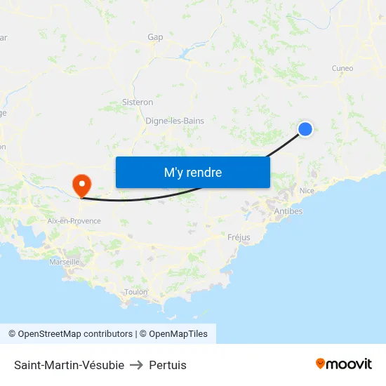 Saint-Martin-Vésubie to Pertuis map