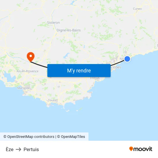 Èze to Pertuis map