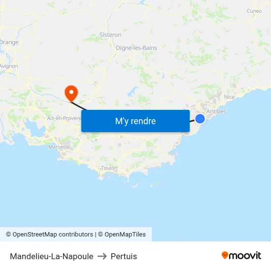 Mandelieu-La-Napoule to Pertuis map