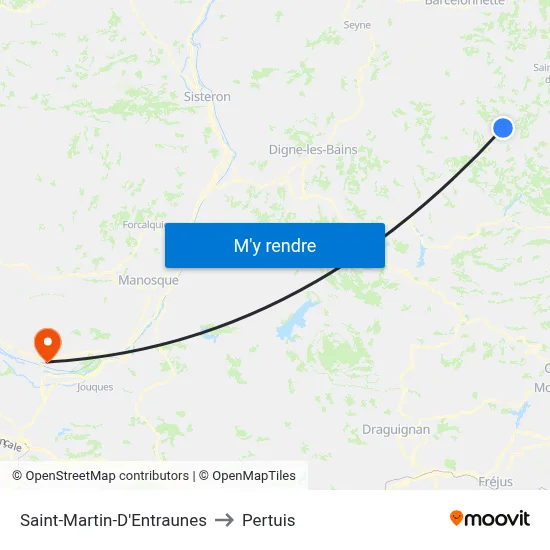 Saint-Martin-D'Entraunes to Pertuis map