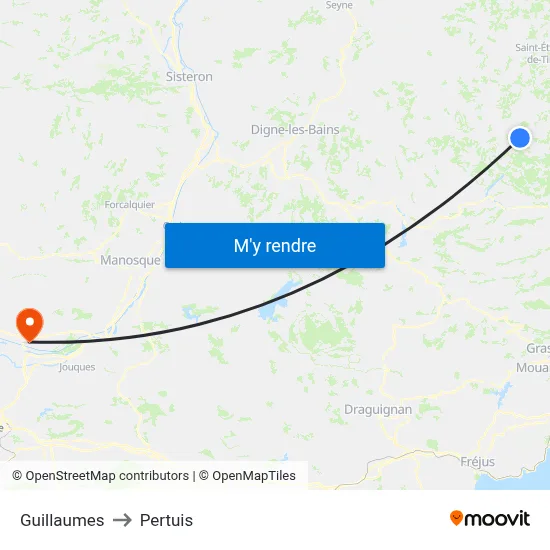 Guillaumes to Pertuis map