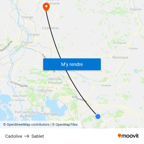 Cadolive to Sablet map