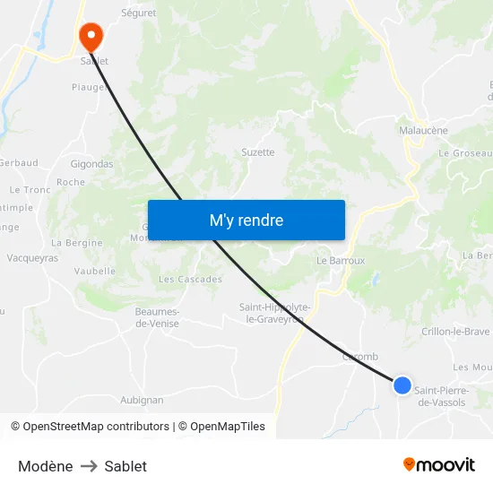 Modène to Sablet map