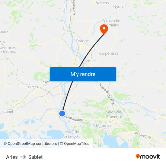 Arles to Sablet map
