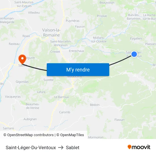 Saint-Léger-Du-Ventoux to Sablet map