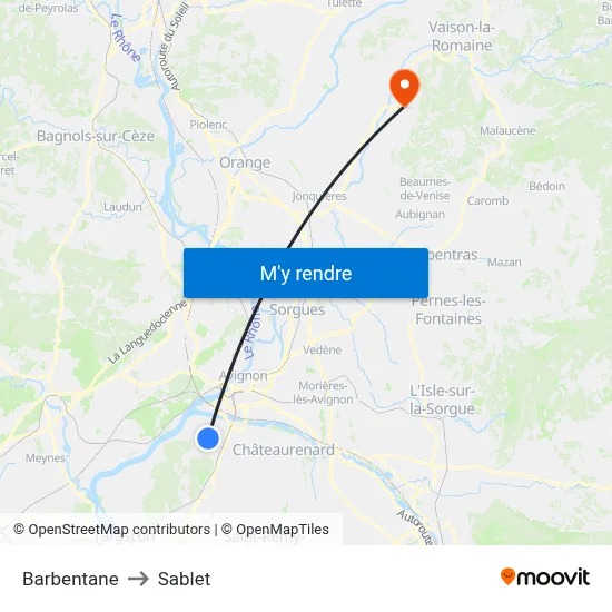 Barbentane to Sablet map
