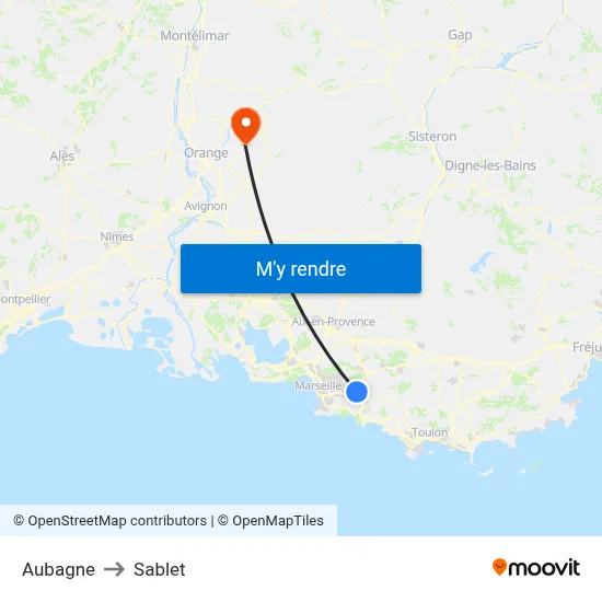 Aubagne to Sablet map