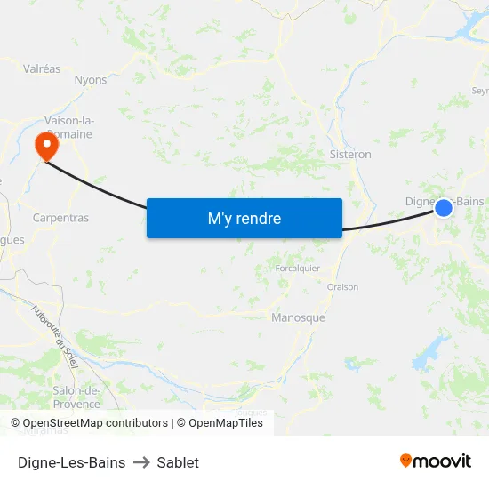 Digne-Les-Bains to Sablet map