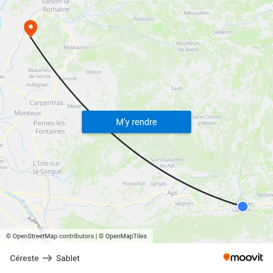 Céreste to Sablet map