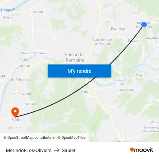 Mérindol-Les-Oliviers to Sablet map