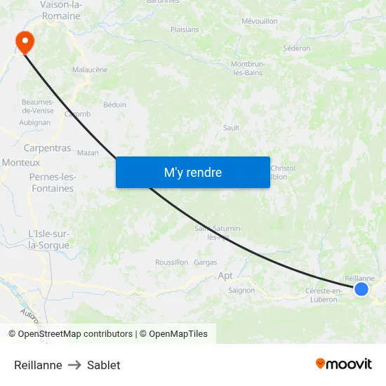 Reillanne to Sablet map