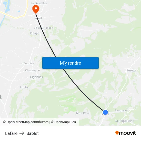 Lafare to Sablet map
