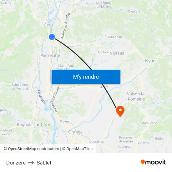 Donzère to Sablet map