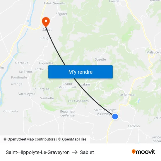 Saint-Hippolyte-Le-Graveyron to Sablet map