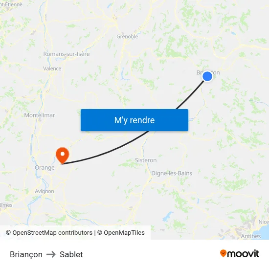 Briançon to Sablet map
