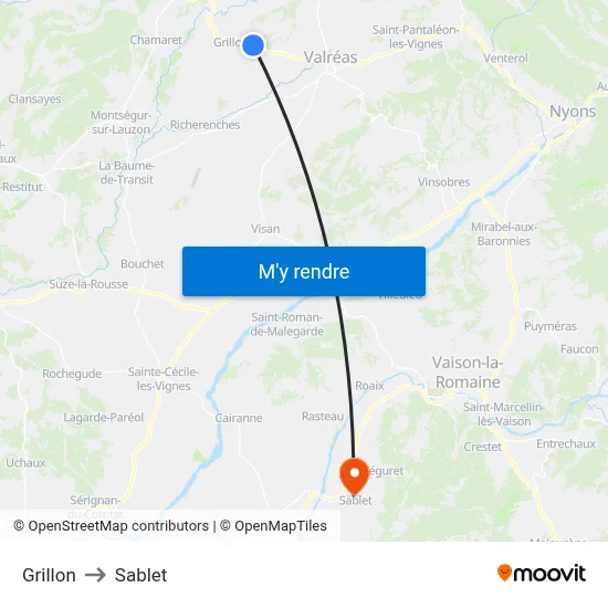 Grillon to Sablet map