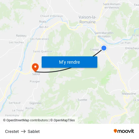 Crestet to Sablet map