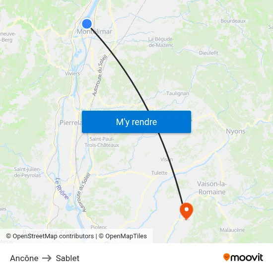 Ancône to Sablet map