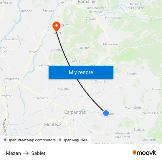 Mazan to Sablet map