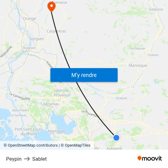 Peypin to Sablet map