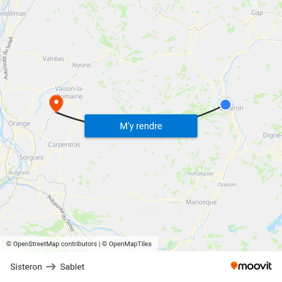 Sisteron to Sablet map