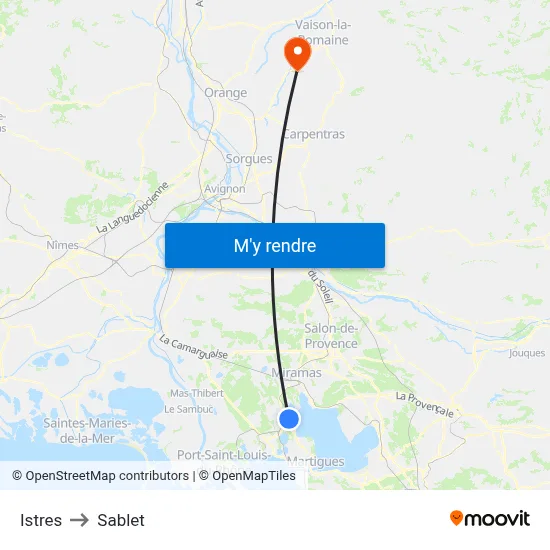 Istres to Sablet map