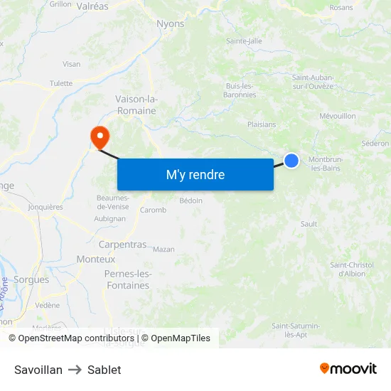 Savoillan to Sablet map