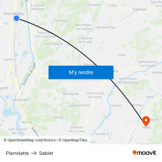 Pierrelatte to Sablet map
