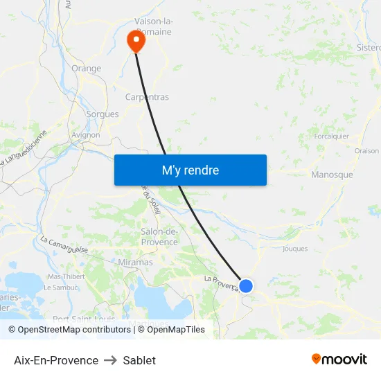 Aix-En-Provence to Sablet map