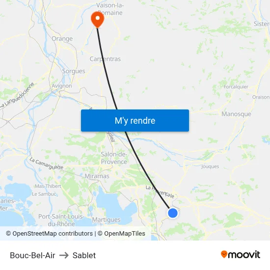 Bouc-Bel-Air to Sablet map