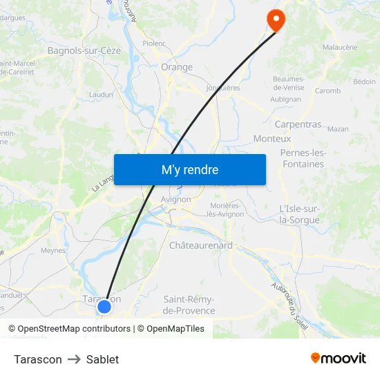 Tarascon to Sablet map