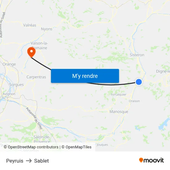 Peyruis to Sablet map