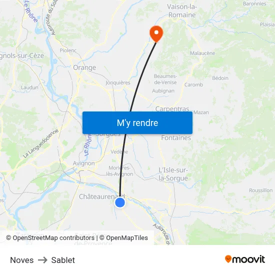 Noves to Sablet map