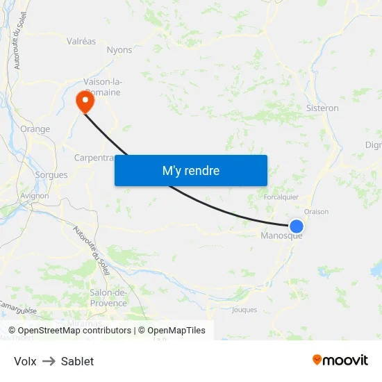Volx to Sablet map