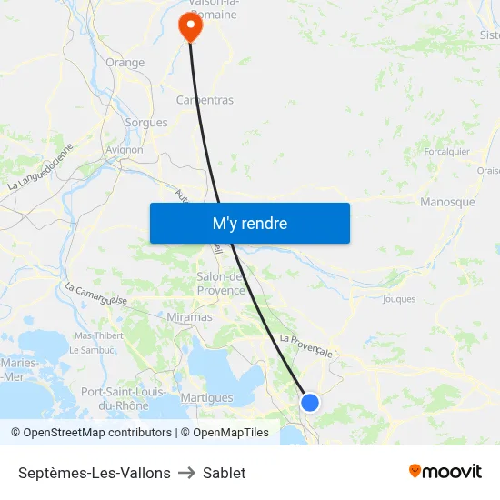 Septèmes-Les-Vallons to Sablet map