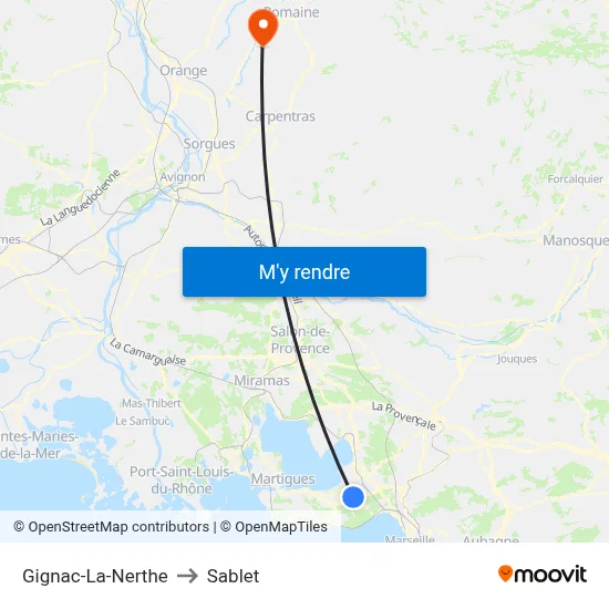 Gignac-La-Nerthe to Sablet map