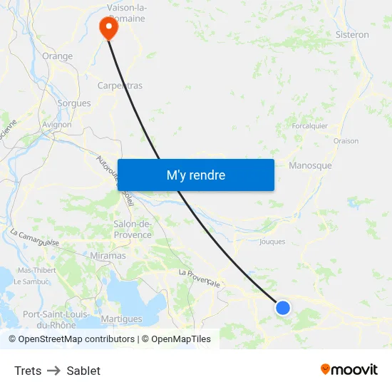 Trets to Sablet map