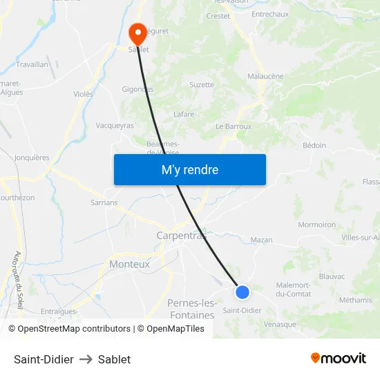 Saint-Didier to Sablet map