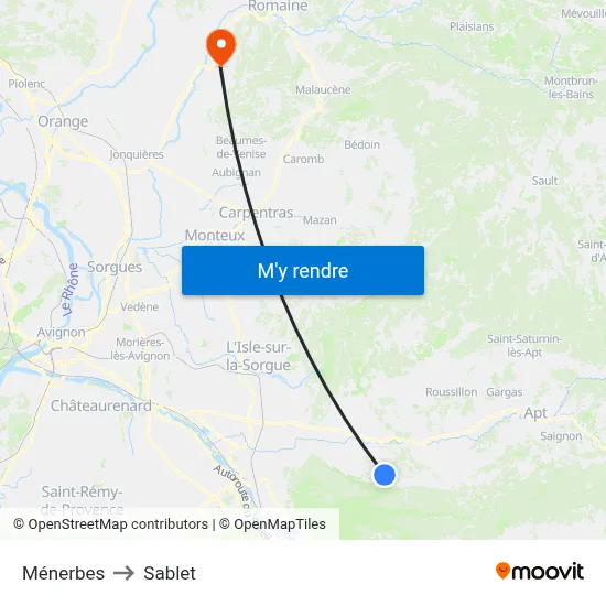 Ménerbes to Sablet map
