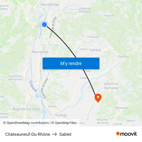 Châteauneuf-Du-Rhône to Sablet map