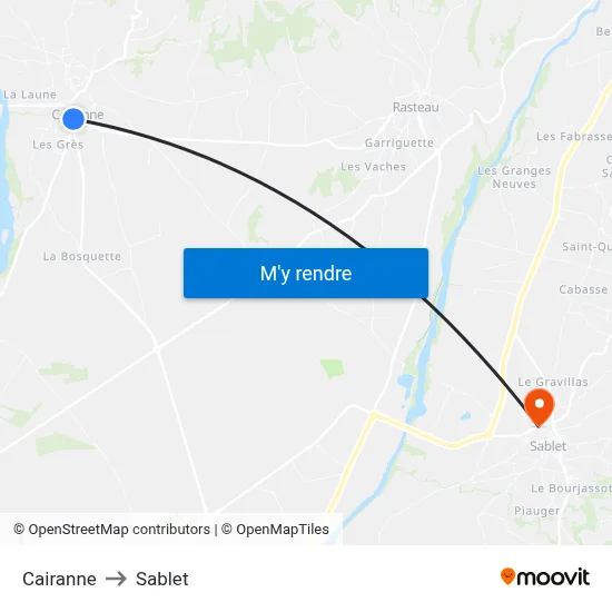 Cairanne to Sablet map